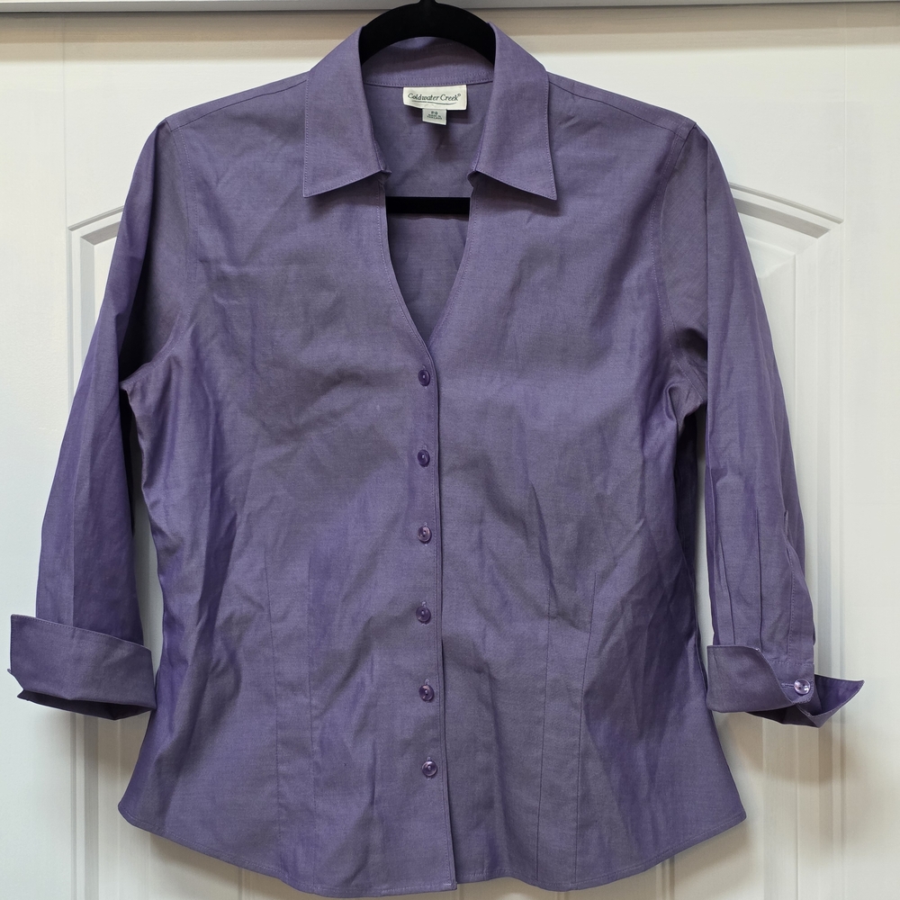 Coldwater Creek Purple Button Down Shirt - Sz PS